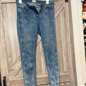 Hudson Jeans Blue Patterned Skinny Jeans